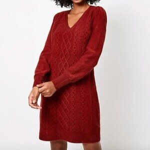 NWT! Loft Cable Knit Puff Sleeve Sweater Dress